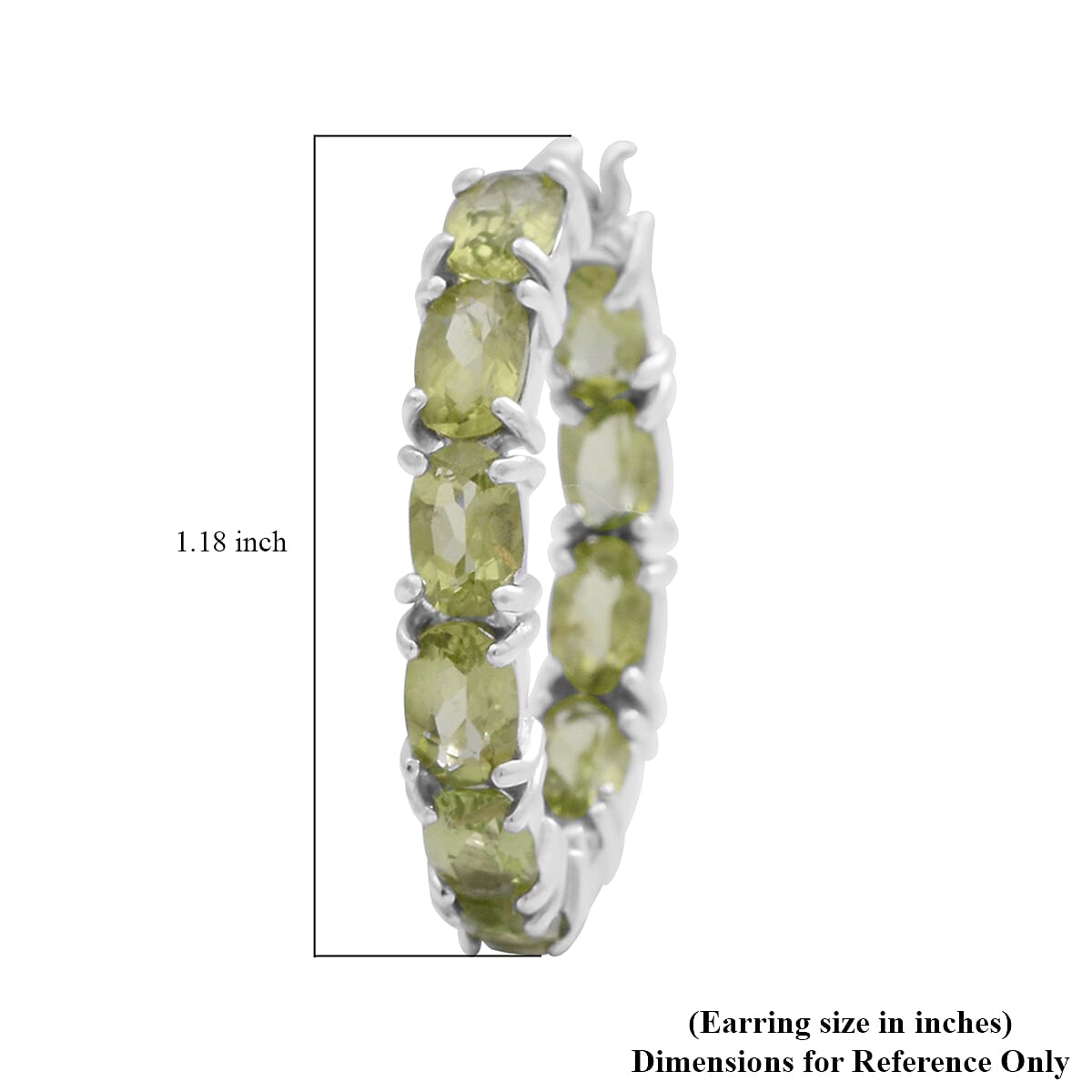 Peridot Hoop Earrings in Platinum Over Sterling Silver 10.50 ctw image number 3