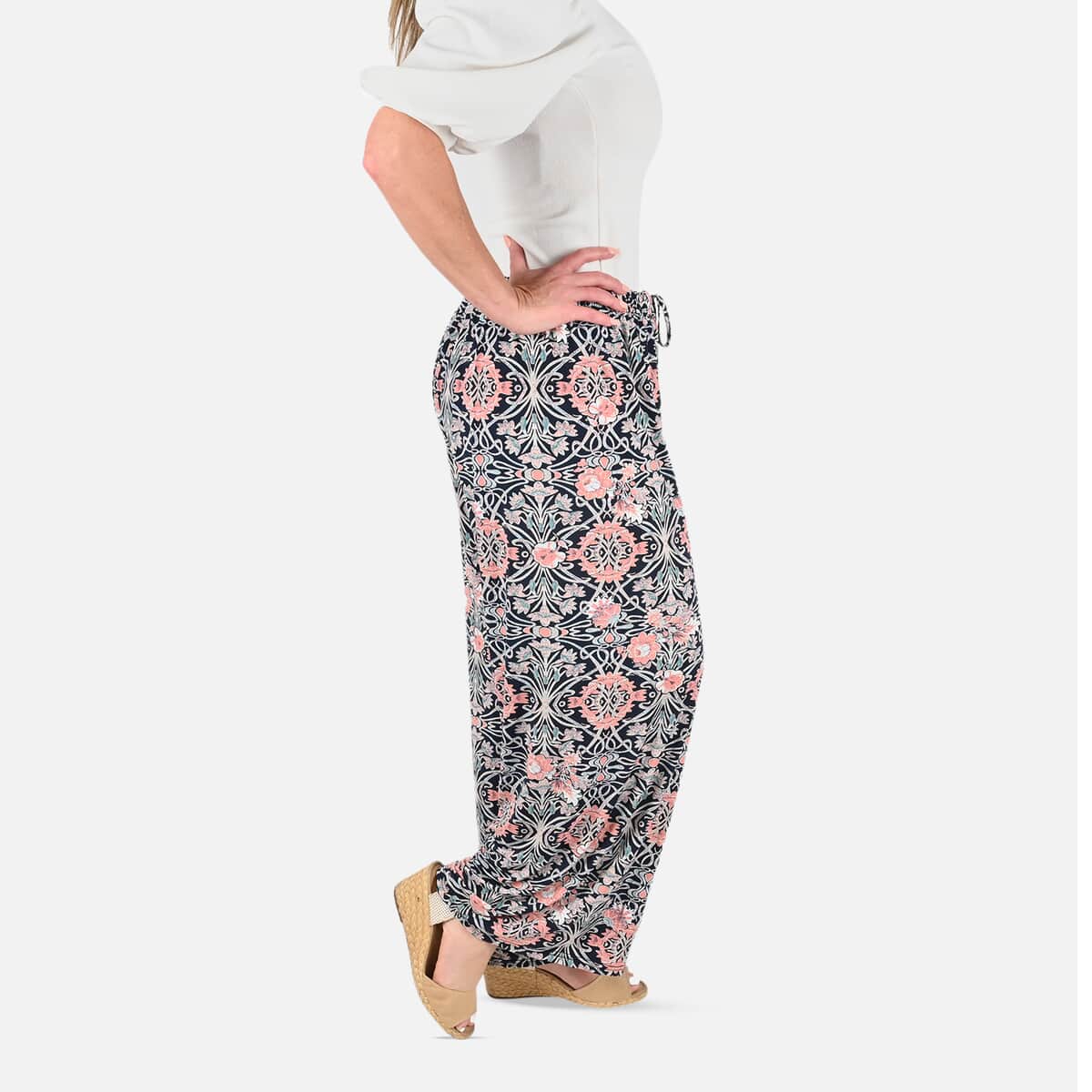 Tamsy Navy with Pink Printed Trouser - One Size Fits Most image number 3