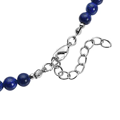 Lapis Lazuli Necklace 18-20 Inches in Silvertone 160.00 ctw