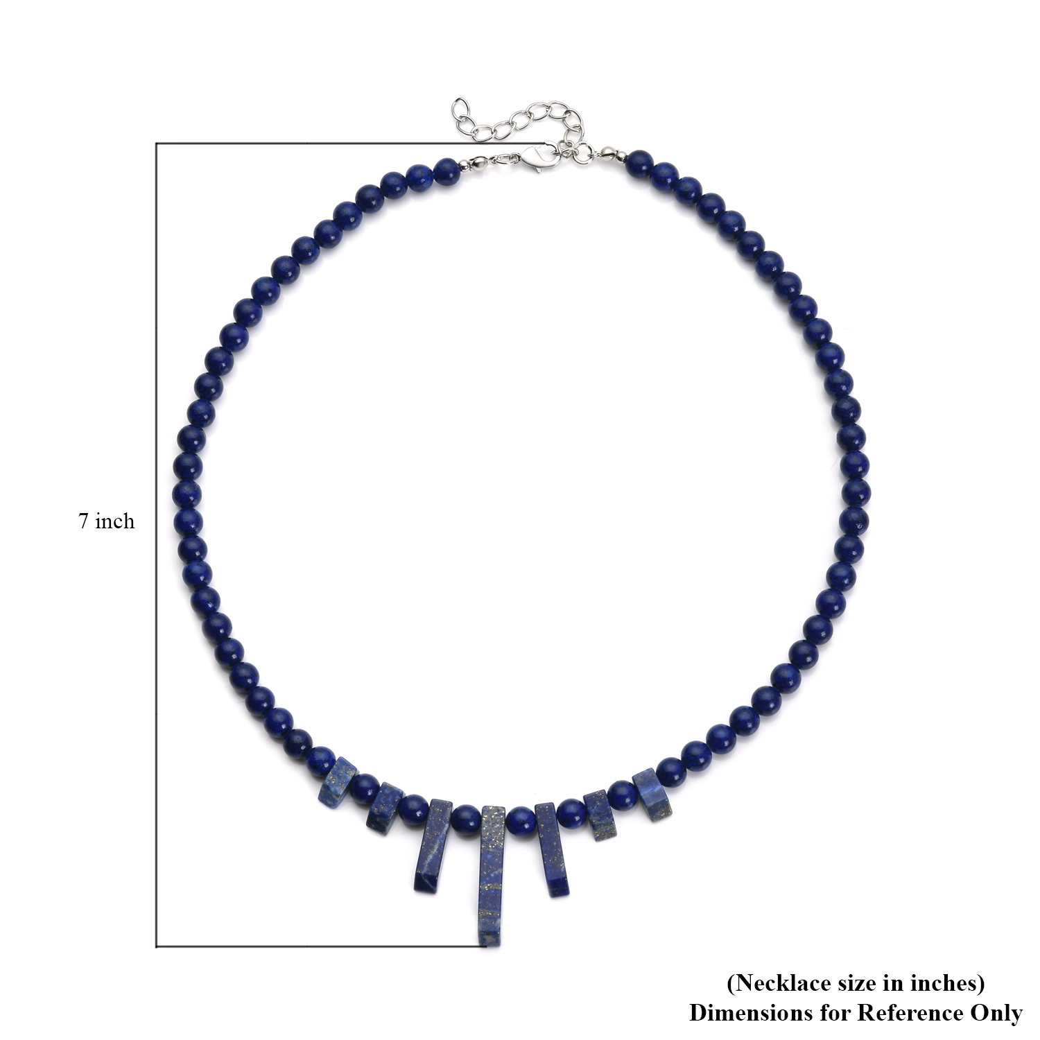 Lapis Lazuli Necklace 18-20 Inches in Silvertone 160.00 ctw