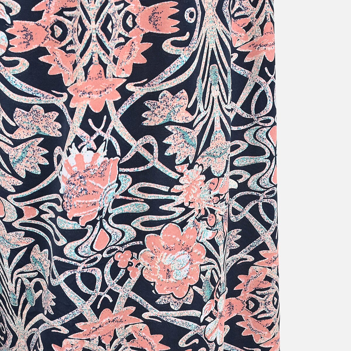 Tamsy Navy Color Pink Printed Trousers - One Size Curve image number 4