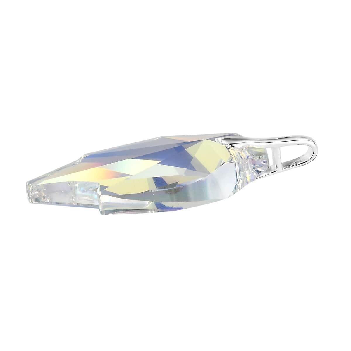 Aurora Borealis Crystal Leaf Pendant in Sterling Silver image number 2