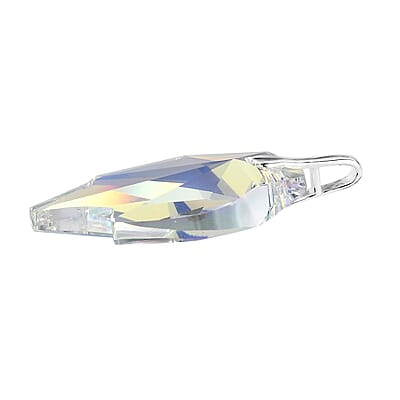 Aurora Borealis Crystal Leaf Pendant in Sterling Silver
