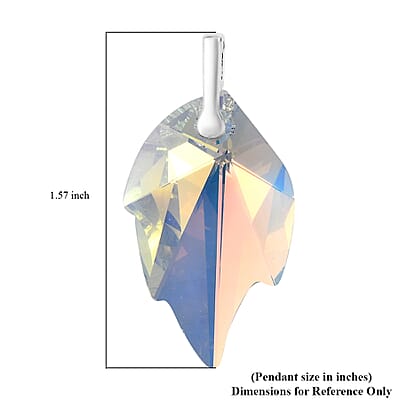 Aurora Borealis Crystal Leaf Pendant in Sterling Silver