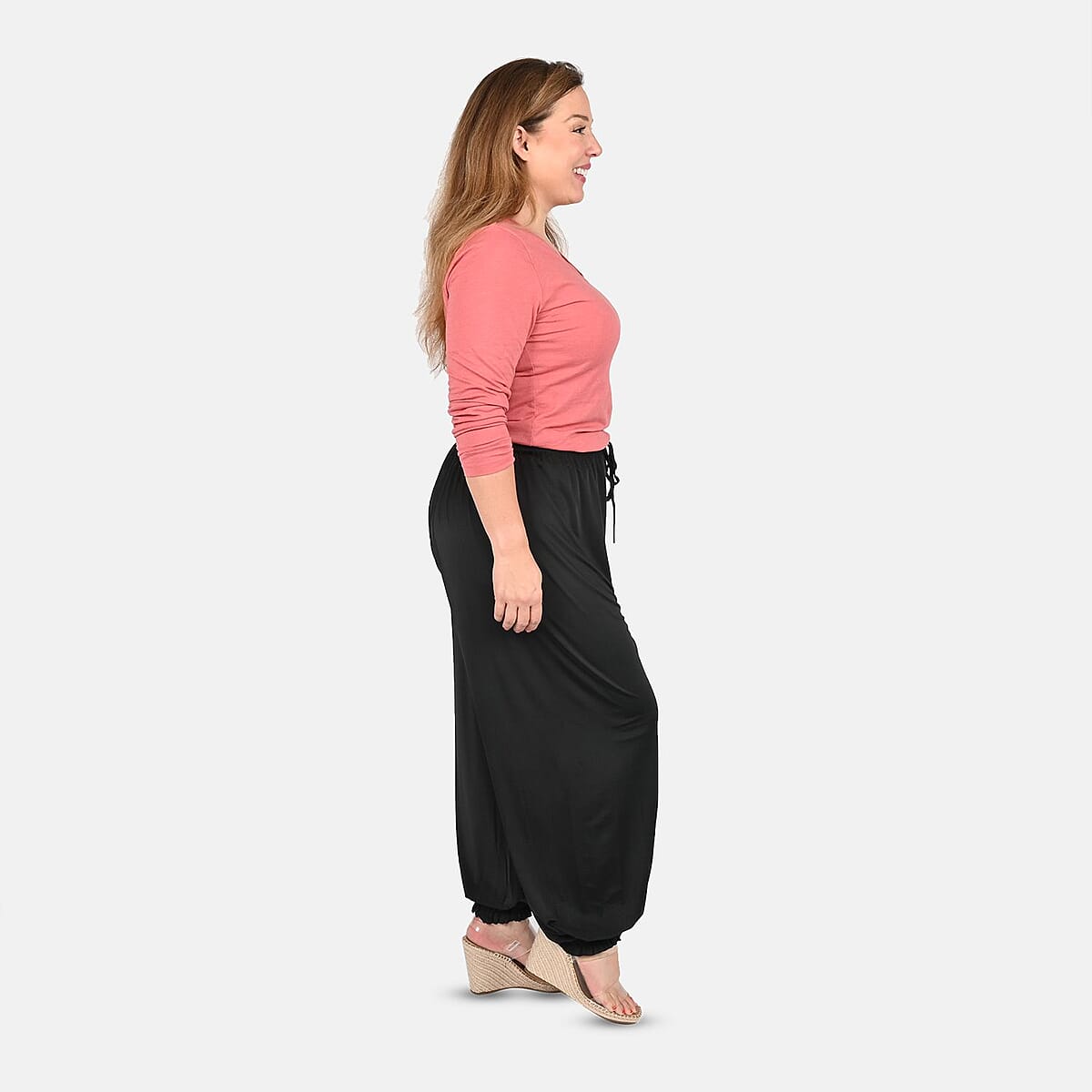 TAMSY Black Solid Trousers - One Size Missy image number 2