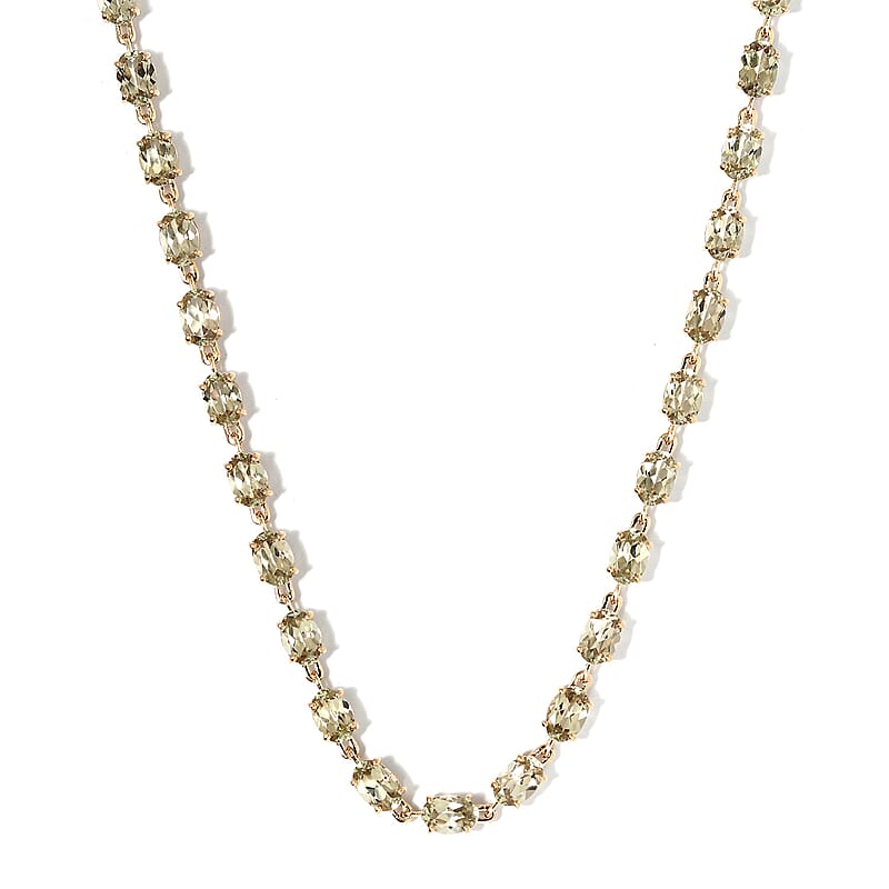 Luxoro 14K Yellow Gold AAA Turkizite Line Necklace 18 Inches 7.50 Grams 23.75 ctw