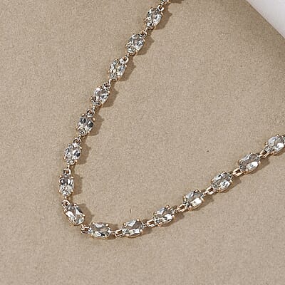 Luxoro 14K Yellow Gold AAA Turkizite Line Necklace 18 Inches 7.50 Grams 23.75 ctw