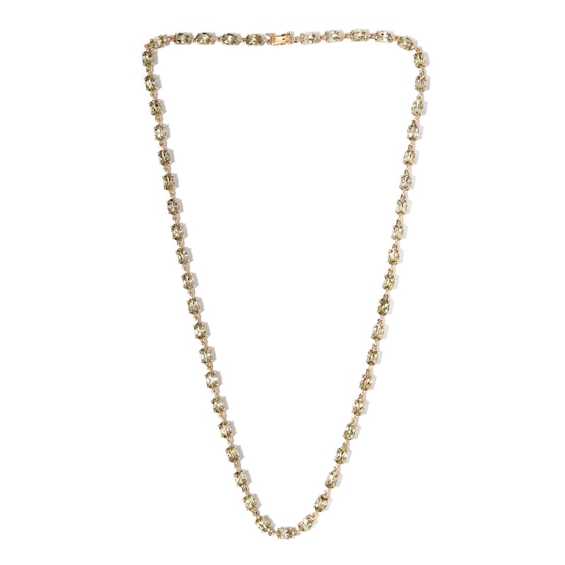 Luxoro 14K Yellow Gold AAA Turkizite Line Necklace 18 Inches 7.50 Grams 23.75 ctw