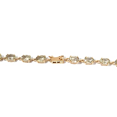 Luxoro 14K Yellow Gold AAA Turkizite Line Necklace 18 Inches 7.50 Grams 23.75 ctw