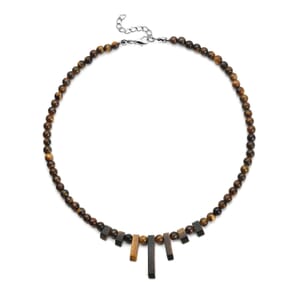 Tiger's Eye 162.00 ctw Necklace in Silvertone 18-20 Inches