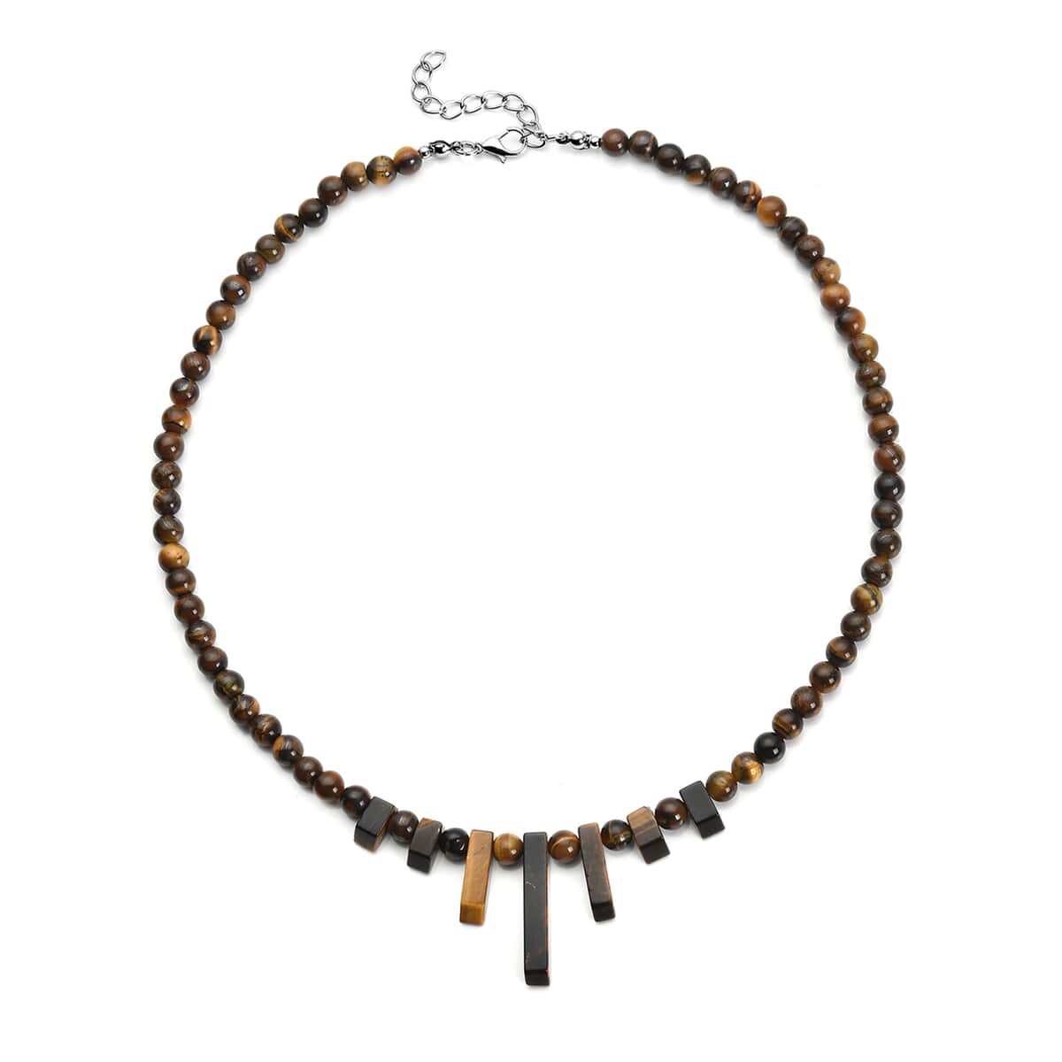 Tiger's Eye Necklace 18-20 Inches in Silvertone 162.00 ctw image number 0