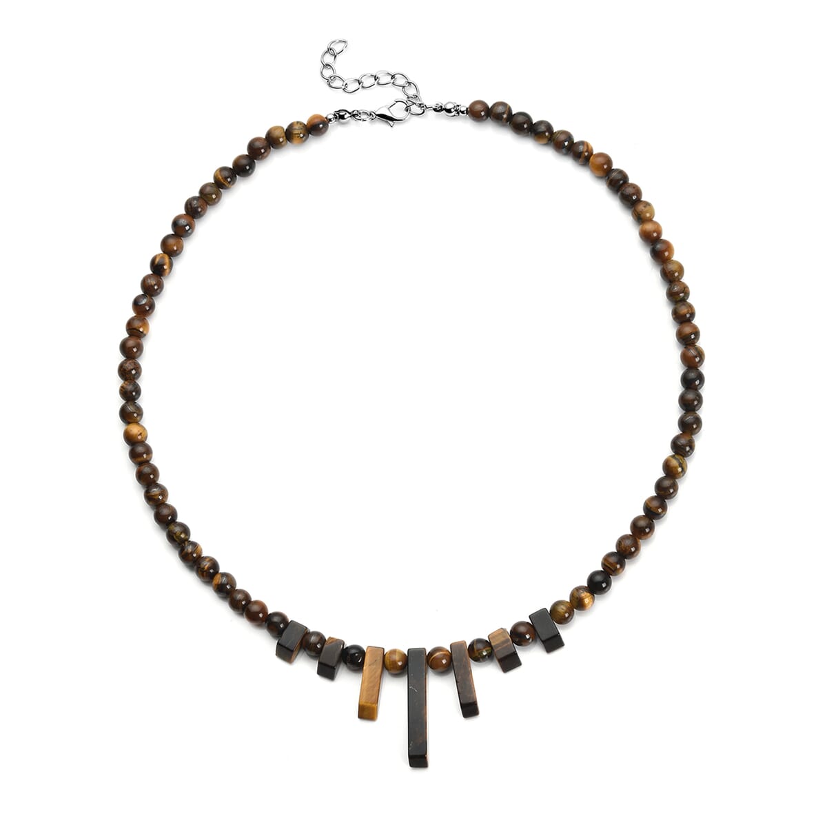 Tiger's Eye Necklace 18-20 Inches in Silvertone 162.00 ctw image number 0