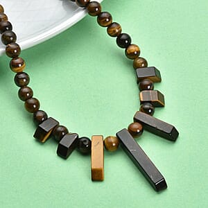 Tiger's Eye 162.00 ctw Necklace in Silvertone 18-20 Inches