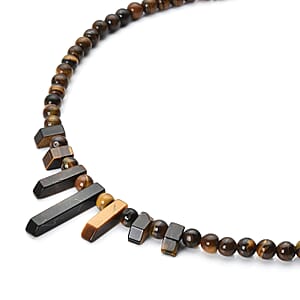 Tiger's Eye 162.00 ctw Necklace in Silvertone 18-20 Inches