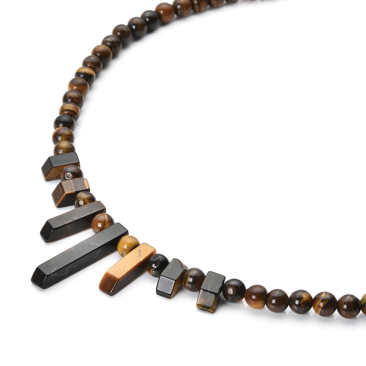 Tiger's Eye Necklace 18-20 Inches in Silvertone 162.00 ctw image number 2