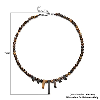 Tiger's Eye 162.00 ctw Necklace in Silvertone 18-20 Inches