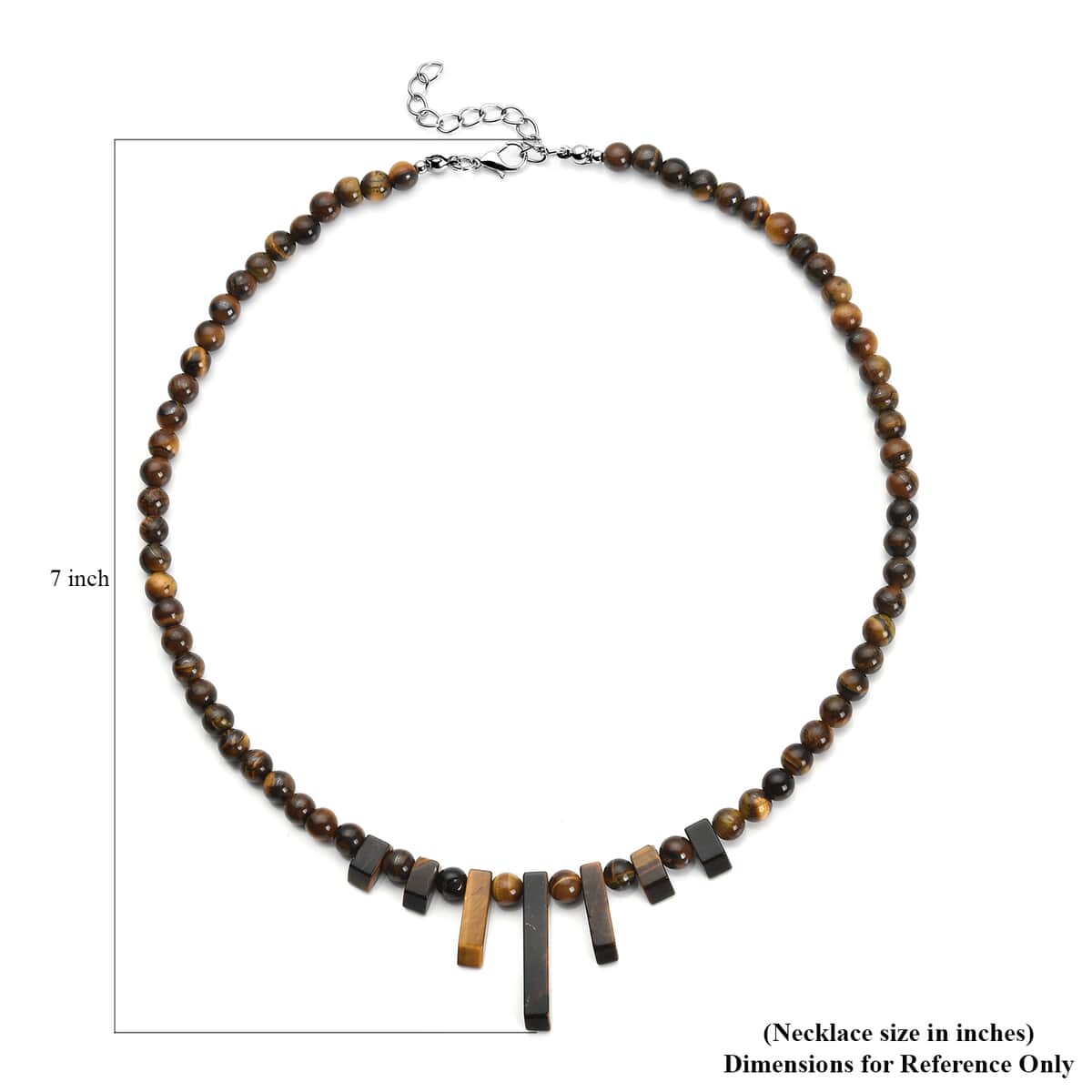 Tiger's Eye Necklace 18-20 Inches in Silvertone 162.00 ctw image number 6