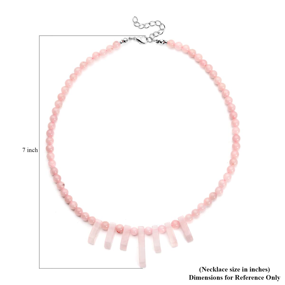 Galilea Rose Quartz Necklace 18-20 Inches in Silvertone 157.50 ctw image number 6