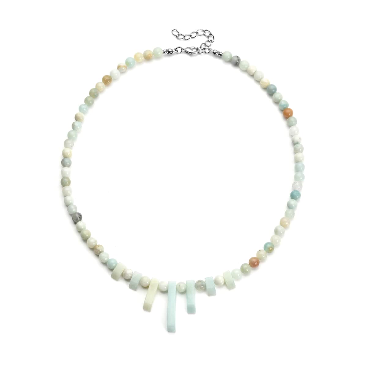 Multi Color Amazonite Necklace 18-20 Inches in Silvertone 157.00 ctw image number 0