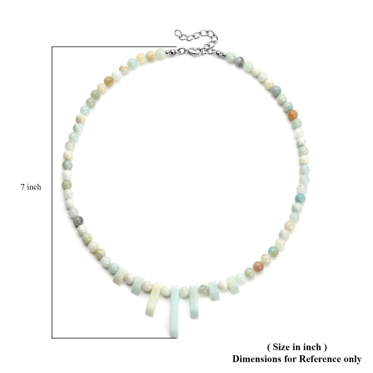Multi Color Amazonite Necklace 18-20 Inches in Silvertone 157.00 ctw image number 6