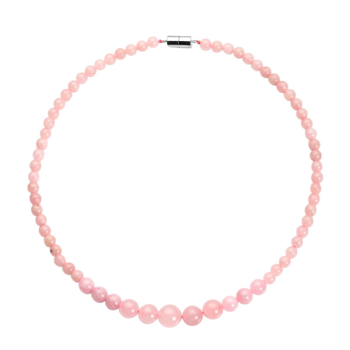Galilea Rose Quartz Beaded Necklace 18 Inches with Magnetic Lock in Sterling Silver 150.00 ctw image number 0