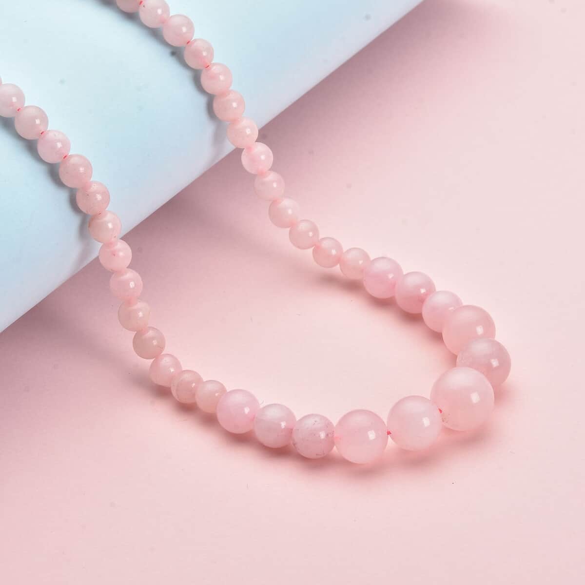 Galilea Rose Quartz Beaded Necklace 18 Inches with Magnetic Lock in Sterling Silver 150.00 ctw image number 1