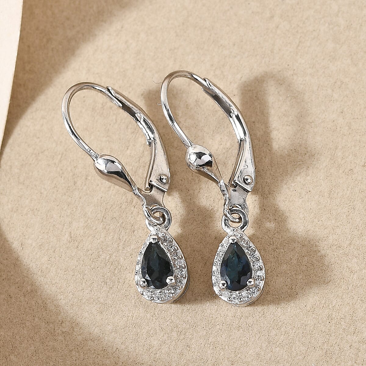 Premium Monte Belo Indicolite and Natural White Zircon Drop Earrings in Platinum Over Sterling Silver 0.60 ctw image number 1