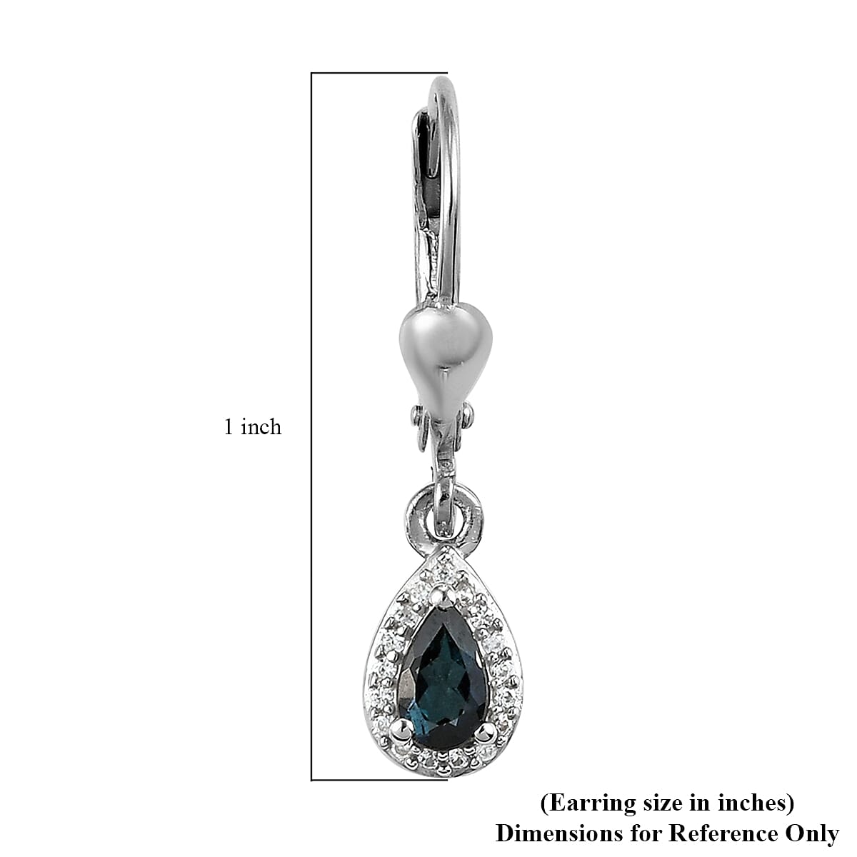 Premium Monte Belo Indicolite and Natural White Zircon Drop Earrings in Platinum Over Sterling Silver 0.60 ctw image number 4