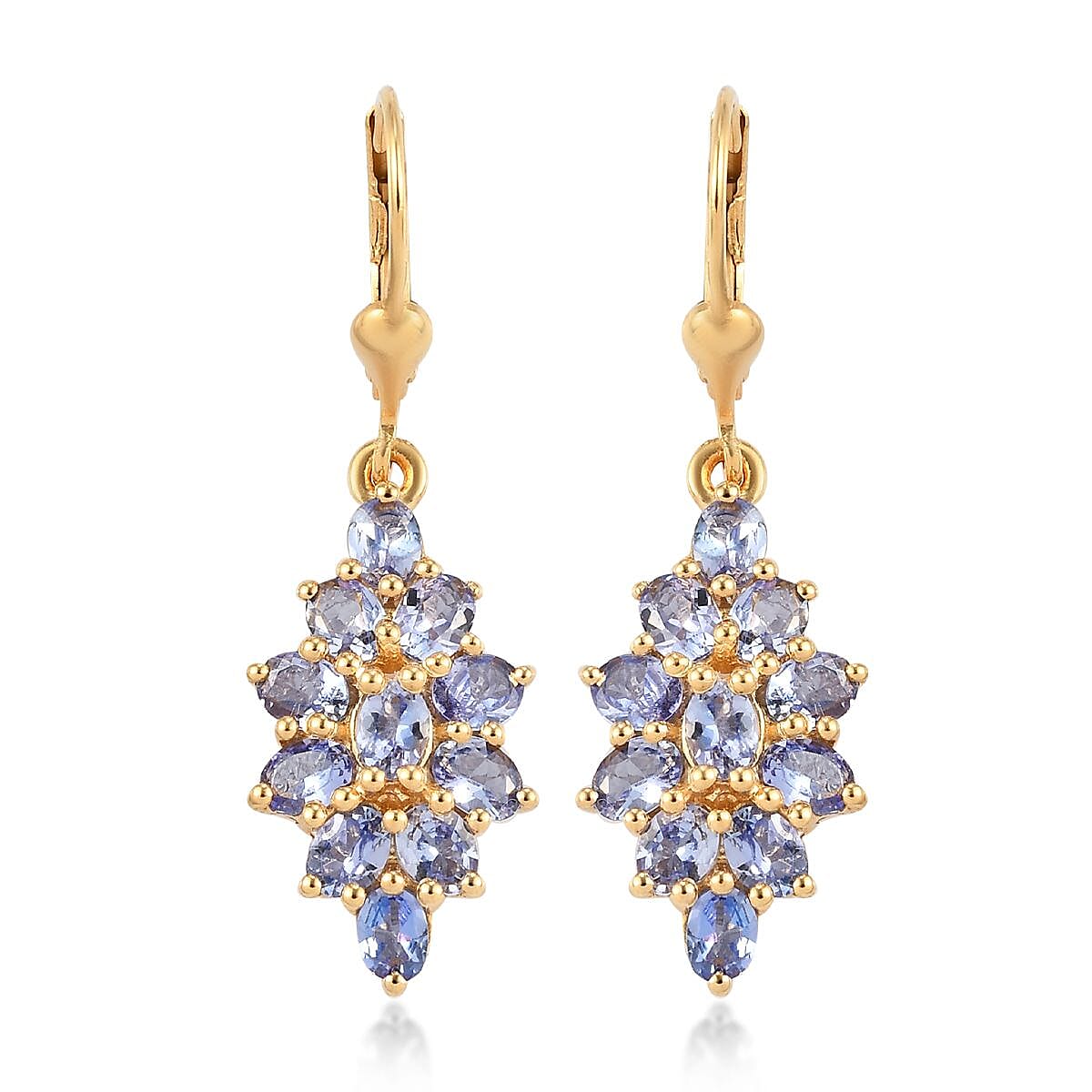 Tanzanite Lever Back Earrings in Vermeil Yellow Gold Over Sterling Silver 3.00 ctw