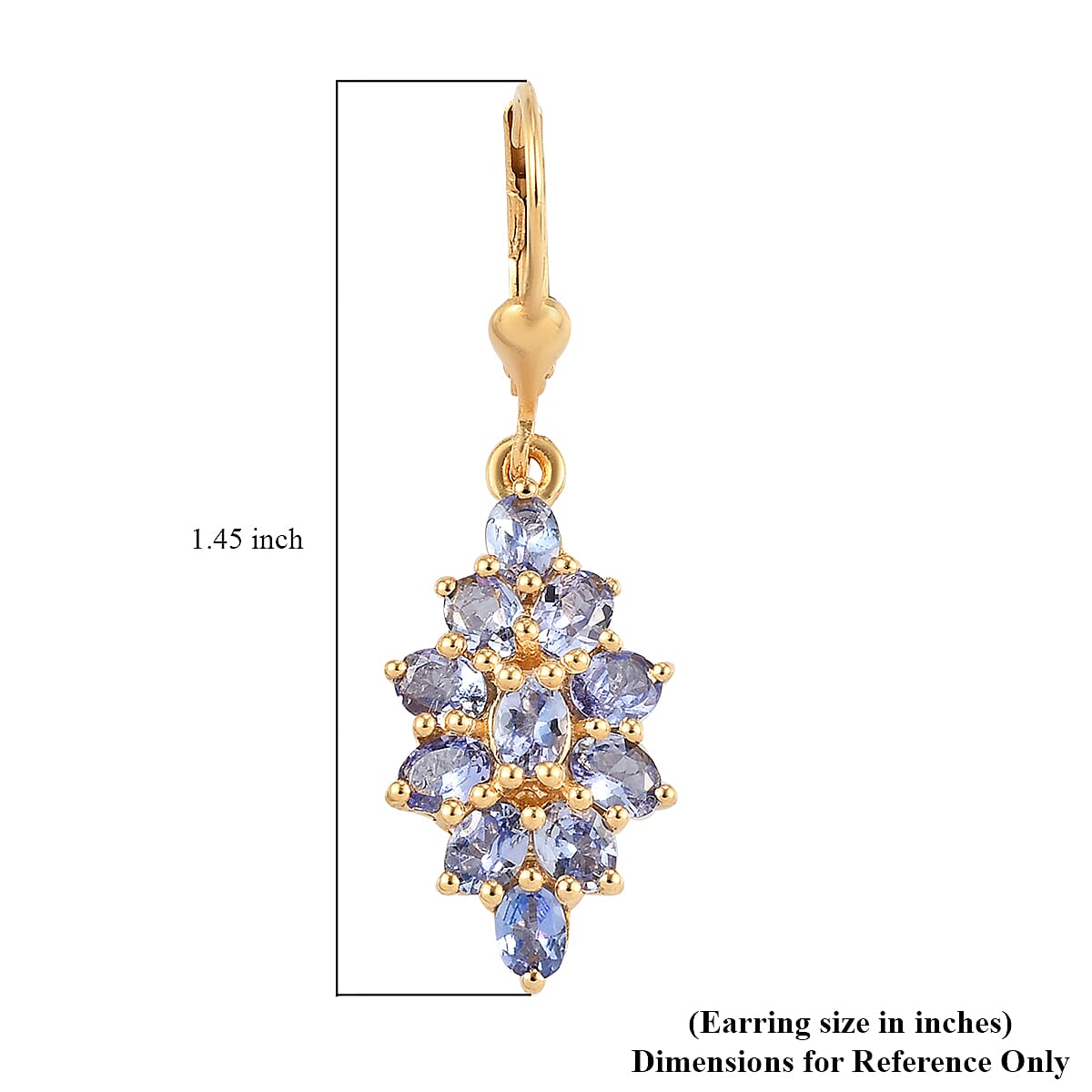 Tanzanite Lever Back Earrings in Vermeil Yellow Gold Over Sterling Silver 3.00 ctw image number 4