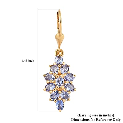 Tanzanite Lever Back Earrings in Vermeil Yellow Gold Over Sterling Silver 3.00 ctw