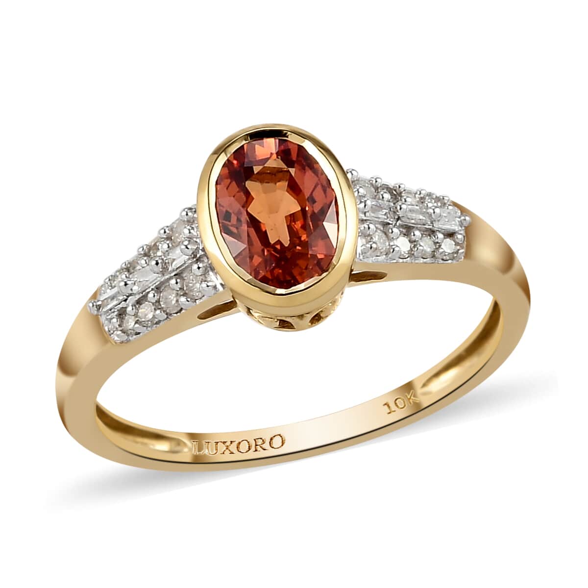 LUXORO 10K Yellow Gold Premium Songea Sapphire and Diamond Ring (Size 7.0) 2.10 Grams 1.35 ctw image number 0