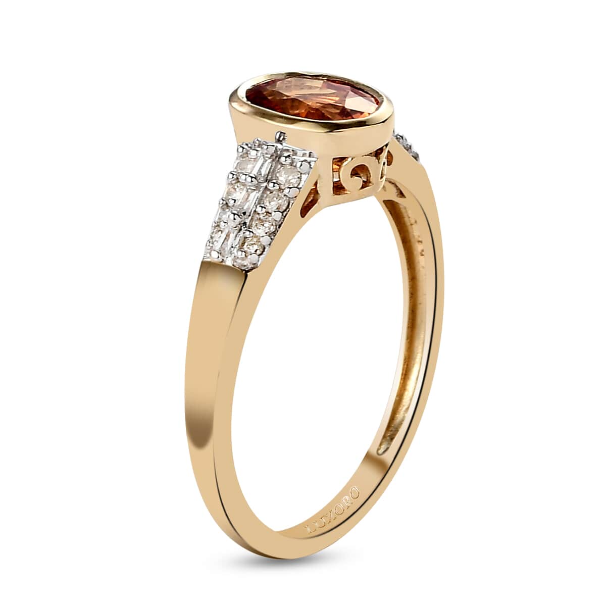 LUXORO 10K Yellow Gold Premium Songea Sapphire and Diamond Ring (Size 7.0) 2.10 Grams 1.35 ctw image number 3