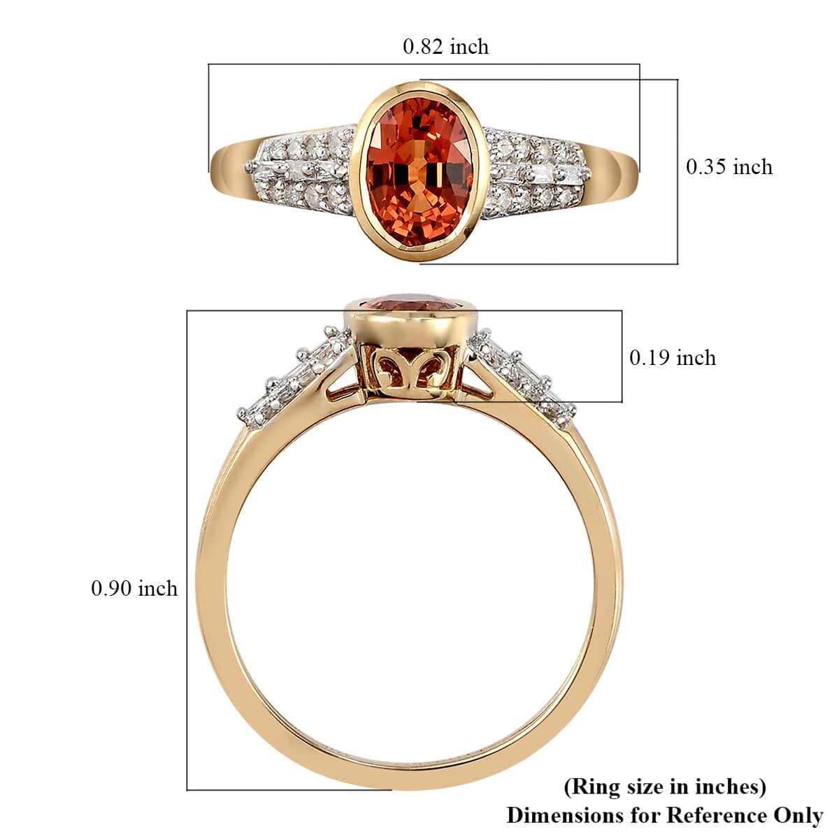 LUXORO 10K Yellow Gold Premium Songea Sapphire and Diamond Ring (Size 7.0) 2.10 Grams 1.35 ctw image number 5