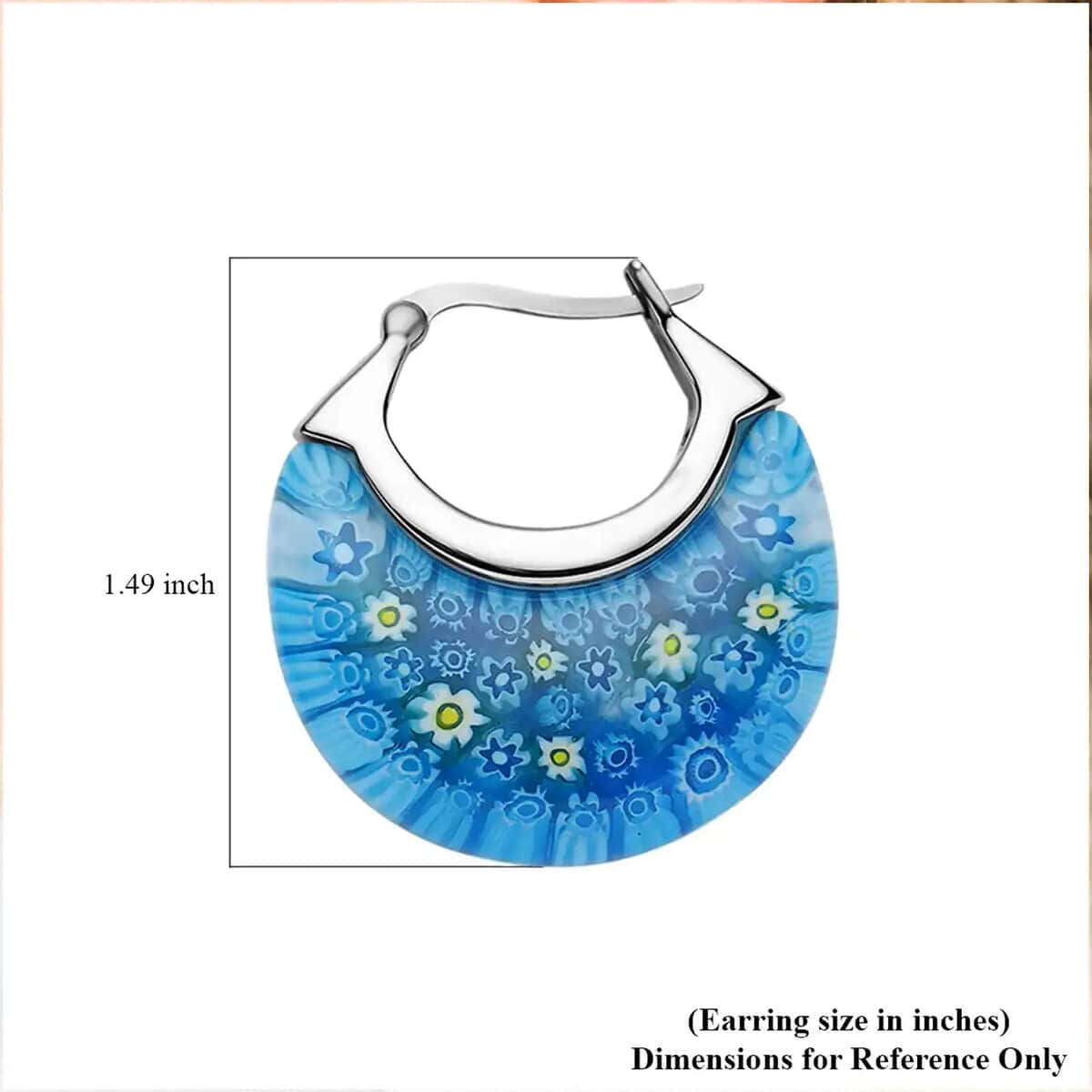 Blue Color Murano Style Earrings in Stainless Steel 70.00 ctw image number 6
