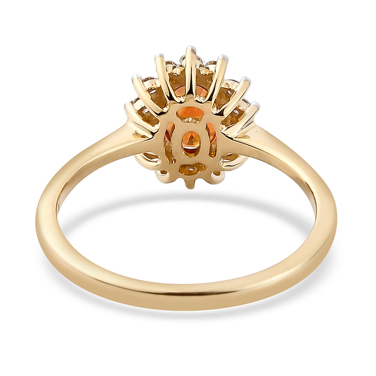 Iliana 18K Yellow Gold AAA Songea Sapphire and G-H SI Diamond Halo Ring (Size 7.0) 3.10 Grams 1.35 ctw image number 4