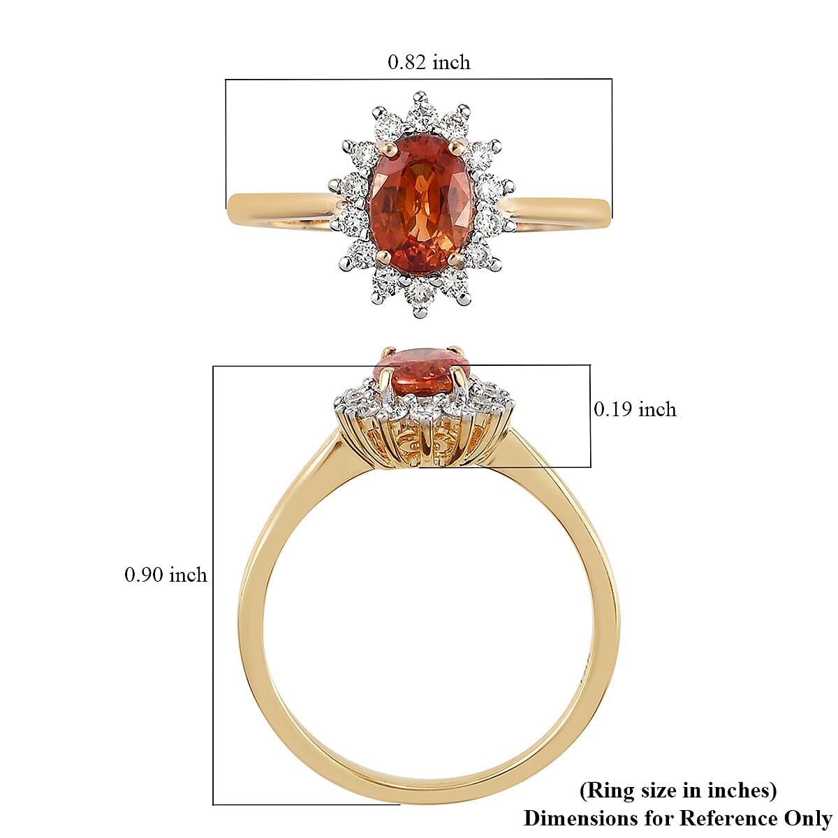 Iliana 18K Yellow Gold AAA Songea Sapphire and G-H SI Diamond Halo Ring (Size 7.0) 3.10 Grams 1.35 ctw image number 5