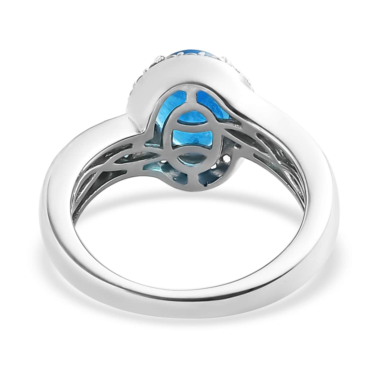 Malgache Neon Apatite and Natural White Zircon Ring in Platinum Over Sterling Silver (Size 7.0) 2.40 ctw image number 4