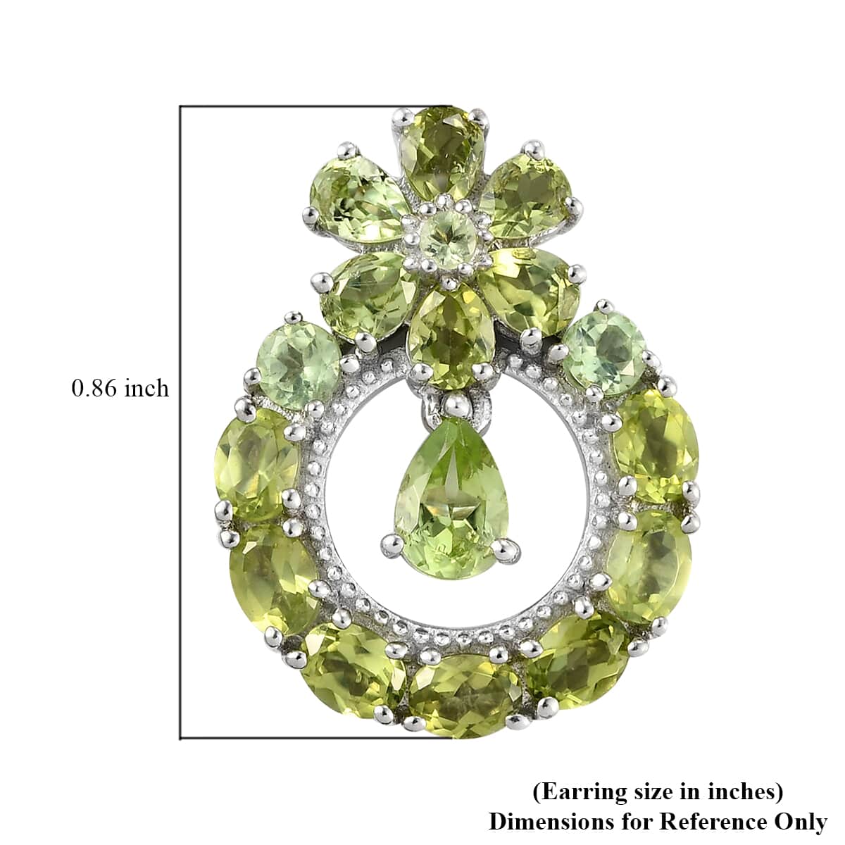 American Natural Arizona Peridot Floral Earrings in Platinum Over Sterling Silver 6.00 ctw image number 4
