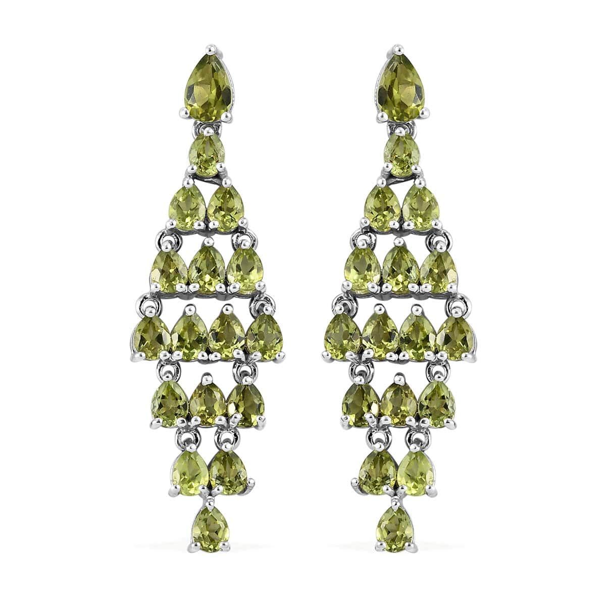 Arizona Peridot Chandelier Earrings in Platinum Over Sterling Silver 6.10 ctw image number 0
