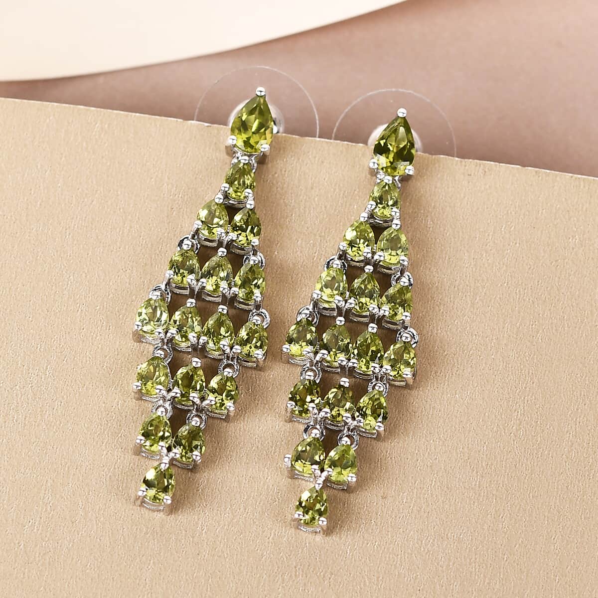 Arizona Peridot Chandelier Earrings in Platinum Over Sterling Silver 6.10 ctw image number 1