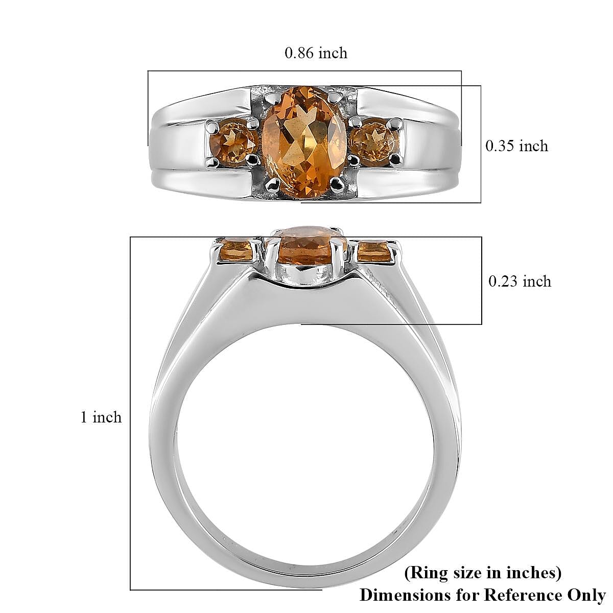 Serra Gaucha Citrine Men's Ring in Stainless Steel (Size 11.0) 1.50 ctw