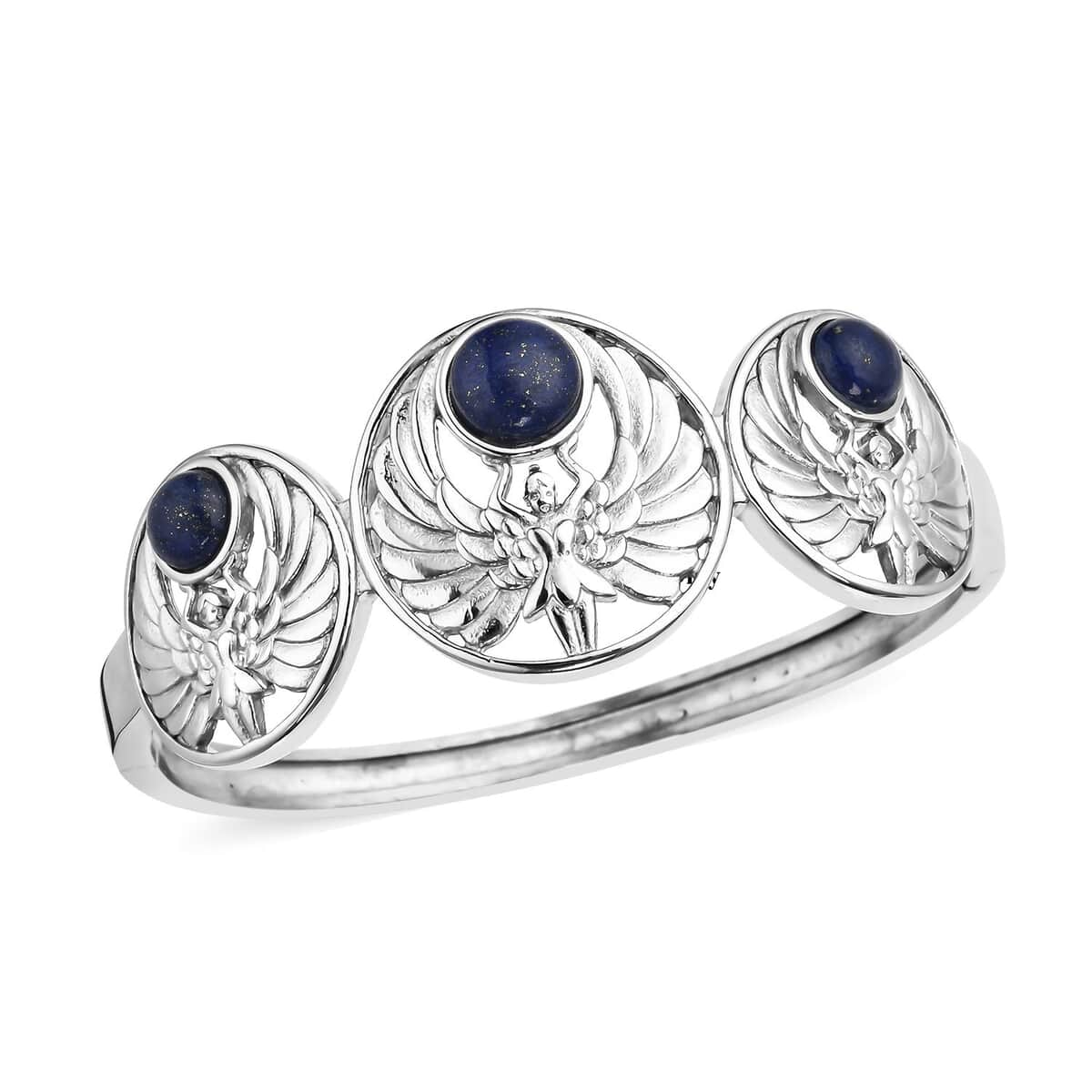 Lapis Lazuli Cuff Bracelet in Stainless Steel (7.25 In) 7.00 ctw image number 0