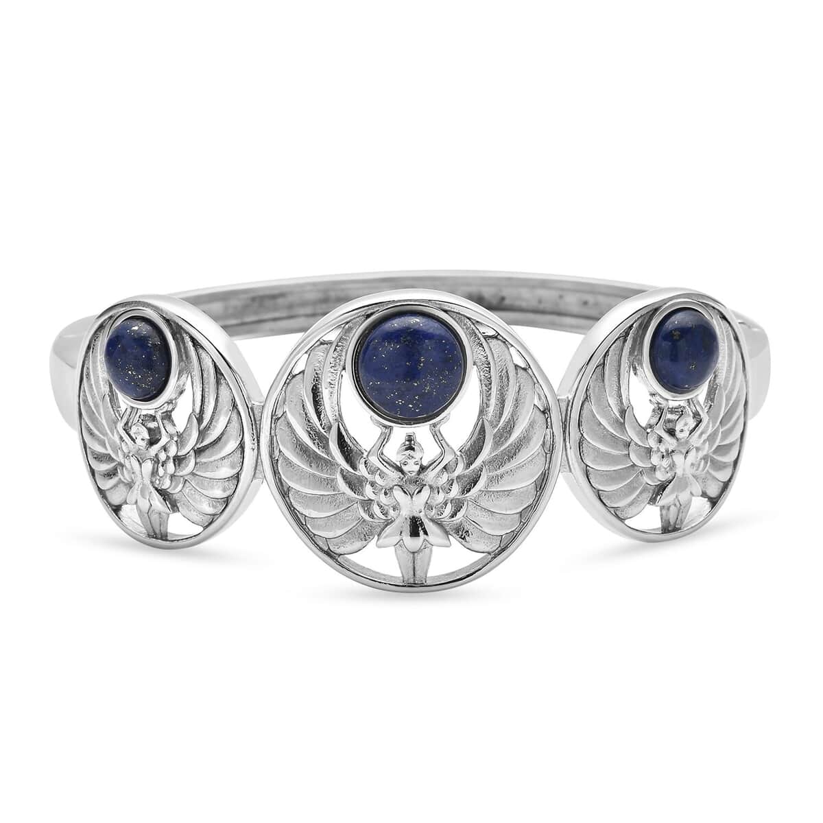 Lapis Lazuli Angel Bangle Bracelet in Stainless Steel (8.00 In) 7.00 ctw image number 3