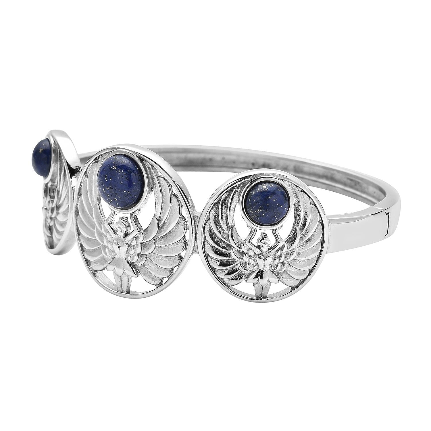 Lapis Lazuli Cuff Bracelet in Stainless Steel (7.25 In) 7.00 ctw