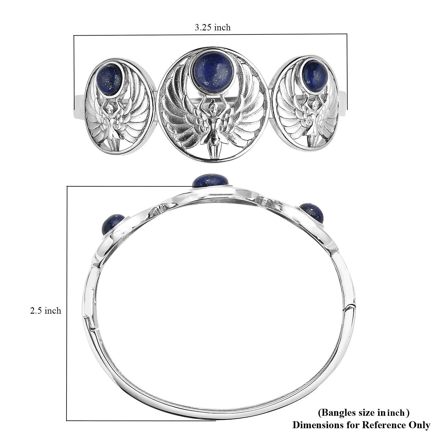 Lapis Lazuli Cuff Bracelet in Stainless Steel (7.25 In) 7.00 ctw