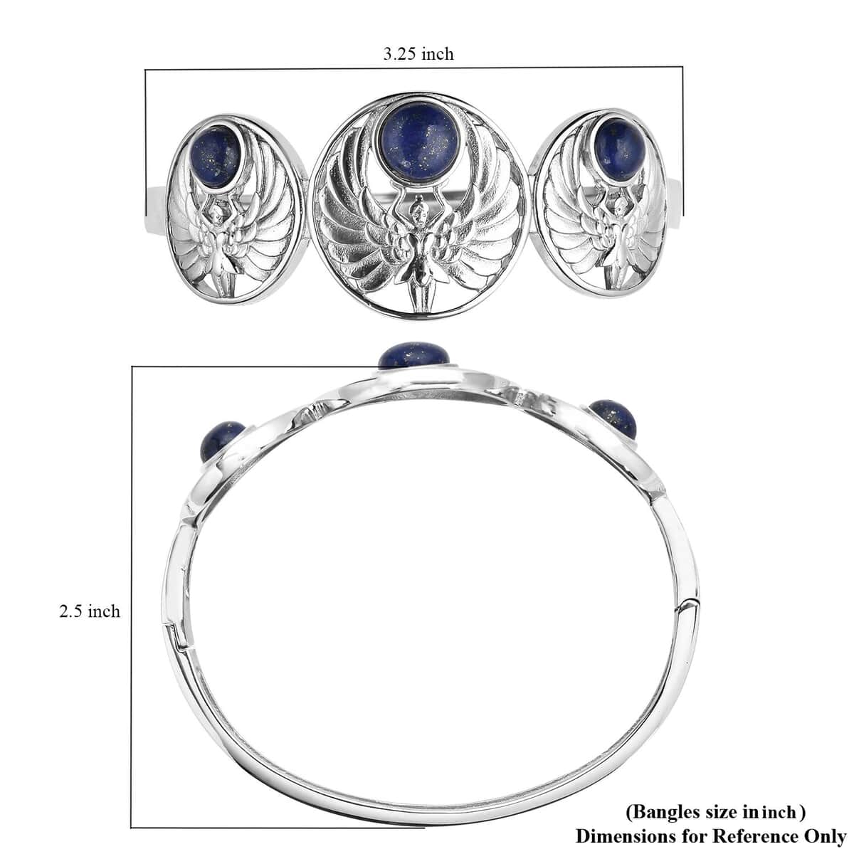 Lapis Lazuli Cuff Bracelet in Stainless Steel (7.25 In) 7.00 ctw image number 6