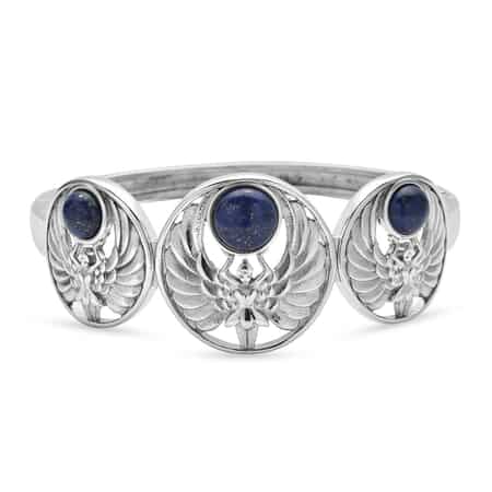 Lapis Lazuli Angel Bangle Bracelet in Stainless Steel (8.00 In) 7.00 ctw image number 3