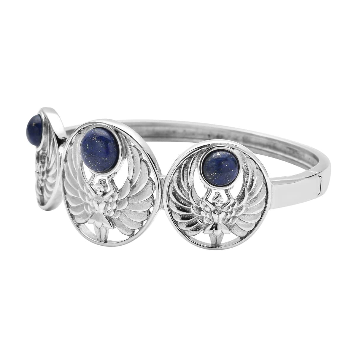 Lapis Lazuli Angel Bangle Bracelet in Stainless Steel (8.00 In) 7.00 ctw image number 4