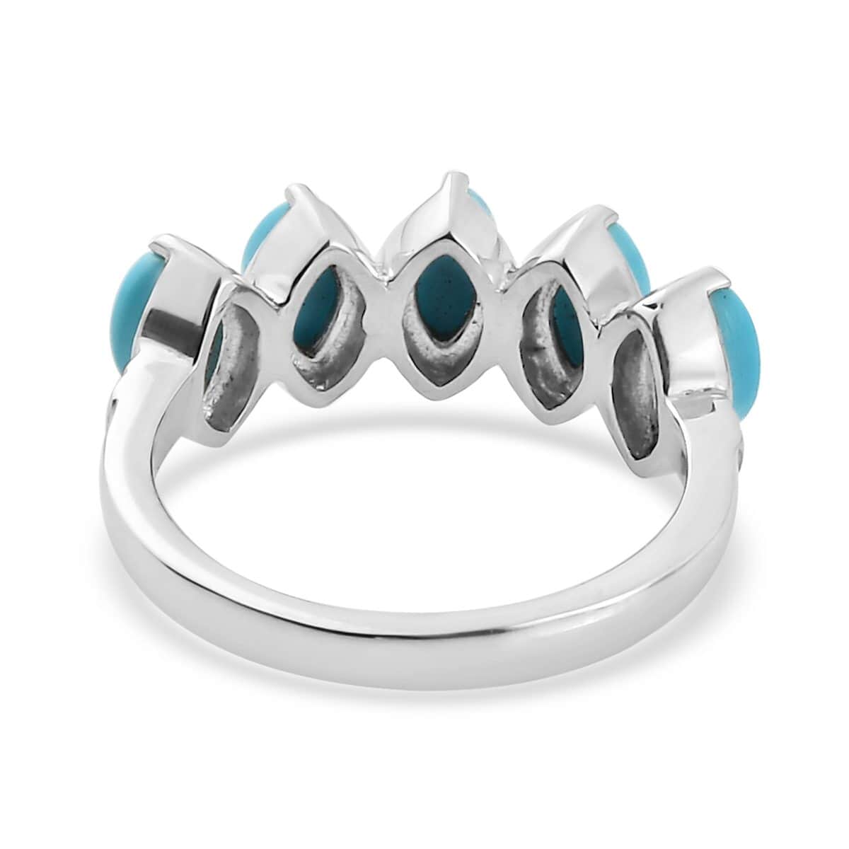 AMERICAN Natural Sleeping Beauty Turquoise 5 Stone Ring in Stainless Steel 1.00 ctw image number 4